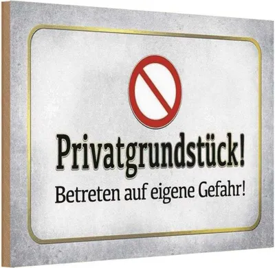 Produktbild von vianmo Holzschild 20x30 cm Privatgrundstück! Gefahr Warnschild Hinweisschild