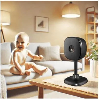 Obrázok produktu pre WOOX R4208, IP bezpečnostná kamera, Vnútorný, Kábel, Amazon Alexa & Google Assistant, Stôl, Čierna