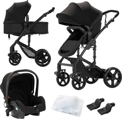 Image de Poussette, design 3 en 1, poids plume avec habillage pluie, 588-Noir