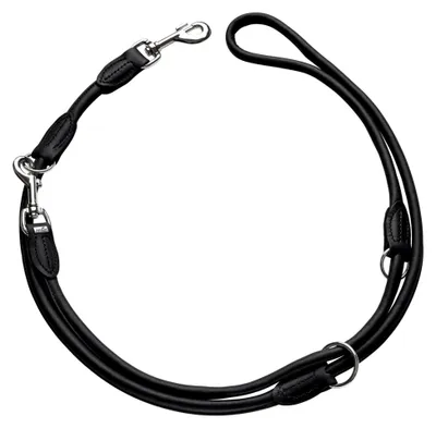 Produktbild von Verstellbare Hundeführleine aus Leder, rundgenäht, 10/200, schwarz