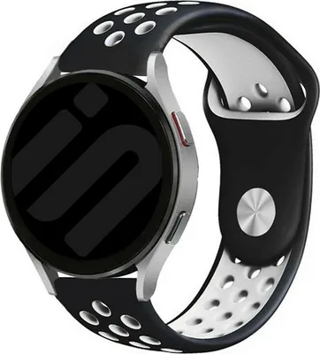 Produktbild von Strap-it Samsung Galaxy Watch 6 - 44mm Sport Armband (Schwarz/Weiß)