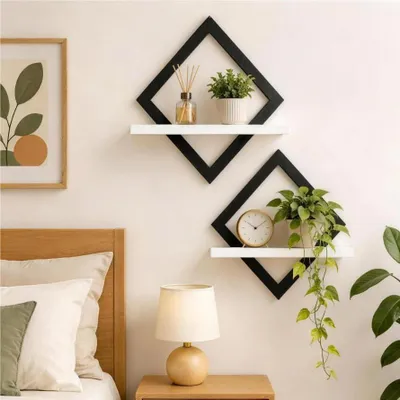 Immagine prodotto di Set di 2 mensole da parete in stile boho, ideali per la decorazione