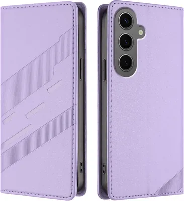 Image de Etui pour Samsung Galaxy S25 FE, étui portefeuille en cuirPolyuréthaneavec fente pour carte et fonction stand Violett