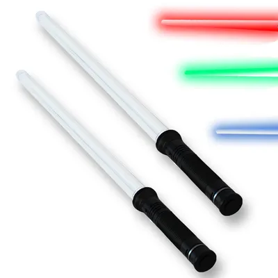 Produktbild von 2 Stück Laserschwert Lichtschwert 78cm Sound 4-fach Lichteffekte blau rot grün