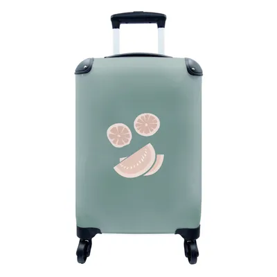 Produktbild von MuchoWow® Koffer Handgepäck Trolley Rollkoffer Kleine Reisekoffer mit 4 Rollen - Sommer - Obst - Pastell - Cabin Size < 55x40x23 cm & 55x40x20 cm - Fotokoffer - Kabinenkoffer - Boardgepäck - Reise-Box - Reisekoffer - Reisegepäck - Koffer mit Bild - Trolley für Kinder