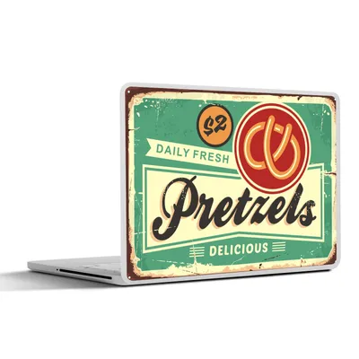 Produktbild von MuchoWow® Laptop Aufkleber Sticker Cover Brezel - Jahrgang - Zitat 32.5x23.5 cm - Sticker für Laptop - Selbstklebend
