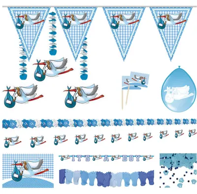 Produktbild von 67 teiliges Partyset Geburt Junge