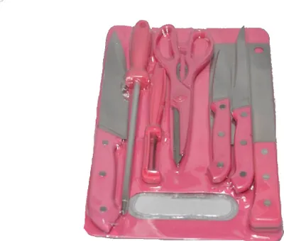Produktbild von 7-teiliges Messer Set Schere Hackmesser  Rosa