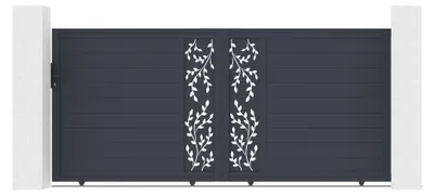 Produktbild von FOLYA Schiebetor, 3,5 m breit, 160 cm hoch, graues Aluminium