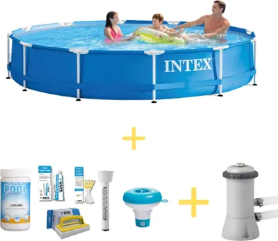 Produktbild von Intex Metal Frame Pool - 366 x 76 cm - WAYS Wartungspaket & Filterpumpe