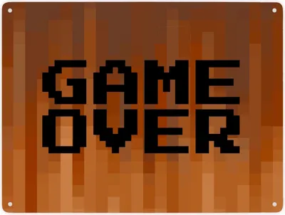 Produktbild von Metallschild XXL in 28x38 cm Pixelmotiv und Spruch: Game Over Pixel Art