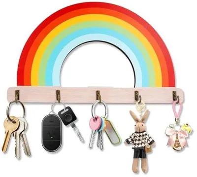 Produktbild von Ultiluxe Schlüsselhalter - Wand Schlüsselregal - Schlüsselhaken Organizer - Schlüsselboard - 5 Haken - Edelstahl - Regenbogen