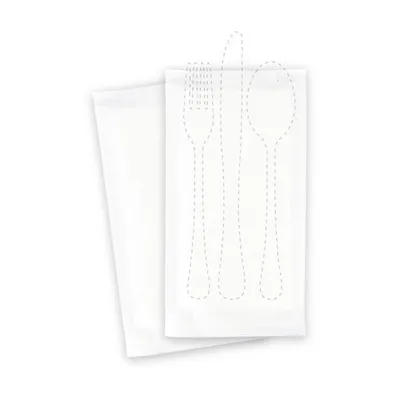 Produktbild von 500x Bestecktaschen weiß 240x125mm inkl. Serviette 390x380mm weiß