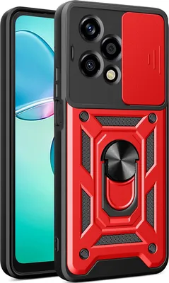 Produktbild von Hülle für Honor 200 Lite Magnetische Ring Ständer Halter Dia Kameraschutz TPU Bumper Silikon Schutzhülle Rot