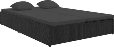 Produktbild von vidaXL Sonnenliege mit Auflagen Poly Rattan Schwarz