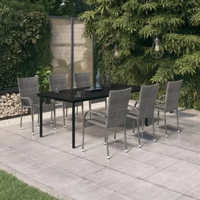 Imagen del producto de Maison Exclusive: Juego de mesa de jardín de 7 piezas, en gris y