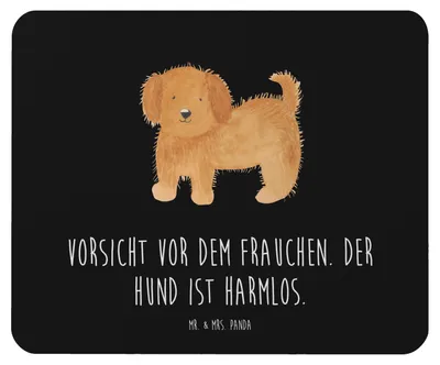 Produktbild von Mr. & Mrs. Panda Mousepad Hund Flauschig - Schwarz - Geschenk, Niedlich, Witzig, Mouse Pad, Hunde, Sprüche, mousematte, Mauspad, computer
