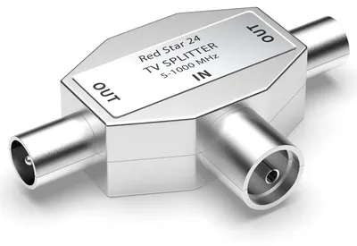 Productafbeelding van Antenneverdeler 2-voudig - TV-splitter 2-weg T-adapter met 1x ingang en 2x uitgang IEC coax
