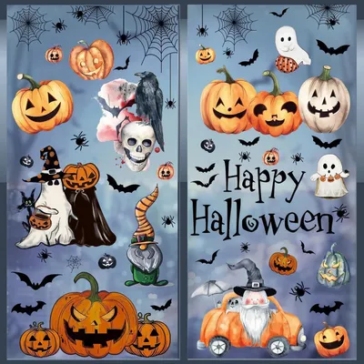 Produktbild von Halloween Fensteraufkleber Wiederverwendbar 9 Blatt PVC Doppelseitig