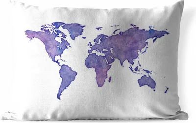Produktbild von MuchoWow® Outdoor Kissen - Weltkarte - Aquarell - Violett - 50x30 cm - Wetterfest - Lounge Kissen - Sofa kissen - Wohnzimmer Dekoration