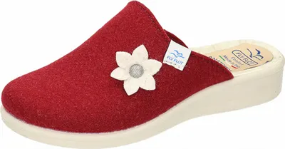 Produktbild von Fly Flot Damen Filz Hausschuh Pantoffel Pantolette Blüten Applikation 330026, Größe:41 EU, Farbe:Rot