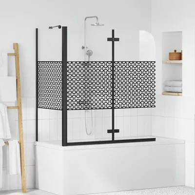 Produktbild von "Schlussverkauf" Glas-Dusche-Wand - MODERNE Badabtrennung Geometrisch Schwarz 120x67x129 cm C16539