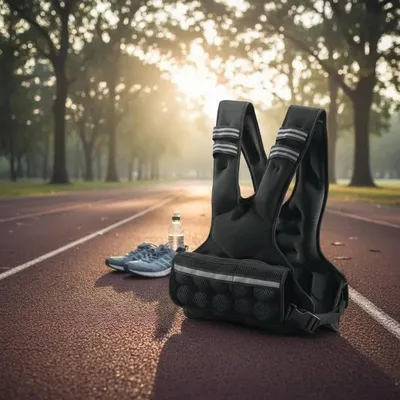 Produktbild von Gewichtswesten Herren - Verstellbare Trainingsweste 5–9,1 kg - Eisengranulat - Reflektierende Streifen - Für Laufen & Krafttraining - Schwarz