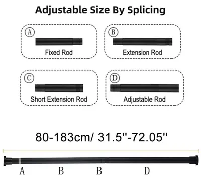 Produktbild von Ausziehbare Duschvorhangstange - Verstellbar und ohne Bohren in Schwarz