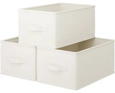 Zdjęcie produktu dla Pudełko do przechowywania Zestaw 3 szt. - Składany kosz na ubrania z włókniny - Szary - 47 x 28 x 20 cm