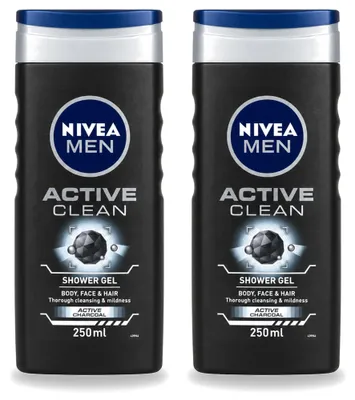 Produktbild von 2 x Nivea Men Active Clean Duschgel - 250 ml - Vorteilspackung - 2 Stücke