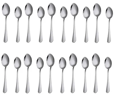 20er Set Dessertlöffel aus Edelstahl, 17,8 & 18,5 cm, spülmaschinengeeignet
