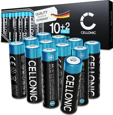 Produktbild von CELLONIC 12x AA Alkaline Batterien (2900mAh 1,5V) kompatibel mit Fernbedienungen, Spielzeug, Taschenlampen & Sensoren – LR6 / Mignon