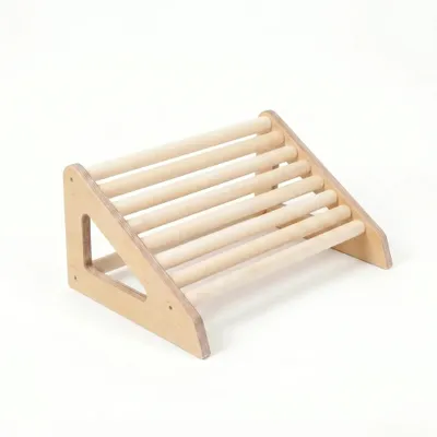 Produktbild von leg&go Ergonomische Fußstütze aus Holz mit Rollen, Natur - Fußroller für Schreibtisch und Büro