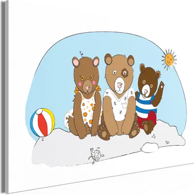 Produktbild von Vliesstoff Leinwandbild - Teddy Bears on the Beach (1 Part) Wide 90x60 cm Für Kinder e-A-0108-b-a