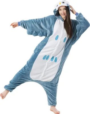 Produktbild von Katara 1744 -Eule Kostüm-Anzug Onesie/Jumpsuit Einteiler Body für Erwachsene Damen Herren als Pyjama oder Schlafanzug Uni - viele Verschiedene Tiere