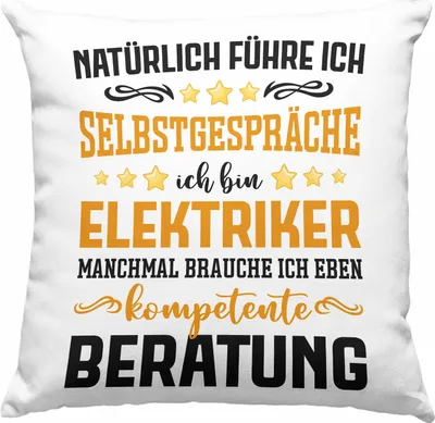 Produktbild von Trendation - Elektriker Deko-Kissen mit Füllung 40x40 Spruch Männer Geschenk Lustig Gadget Geschenke Kaffeebecher Elektrotechniker (Rosa)