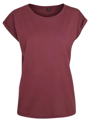 Imagen del producto de Construye tu marca: Camiseta con hombros caídos para mujer, modelo LT2558 (talla S), color cereza