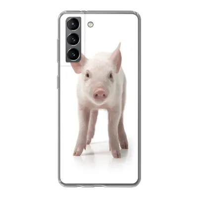 Produktbild von MuchoWow® Handyhülle Schutzhülle Hülle für Samsung Galaxy S21 Schwein - Tiere - Weiß Silikon Softcase Handy Hülle - Softcase