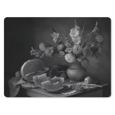 Produktbild von MuchoWow® Mauspad Mousepad Stilleben - Obst - Schwarz - Weiß 40x30 cm - Mousepads - Maus Mat - Pad - Mausunterlage - Anti Rutsch