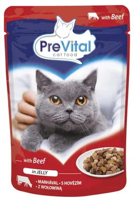 Zdjęcie produktu dla Prevital Z Wołowiną W Galaretce Mokra Karma Dla Kota W Saszetce 100 G