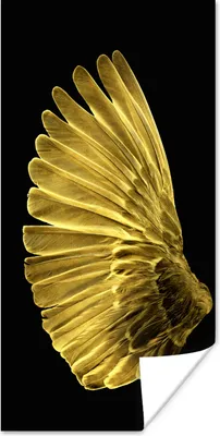 Produktbild von MuchoWow® Poster Goldene Flügel auf schwarzem Hintergrund 20x40 cm - Plakat - Foto