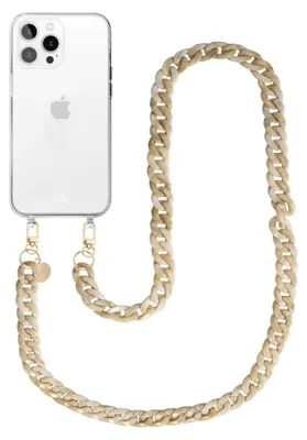 Produktbild von Cream Latte Transparant Cord Hülle - Long Cord  - Kompatibel mit iPhone 12 Pro
