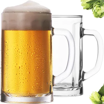Produktbild von PLATINUX Bierseidel mit Henkel aus Glas Set 2-Teilig 300ml (max. 350ml) Bierkrug Maßkrug klein Bierkrüge Biergläser 0,3L