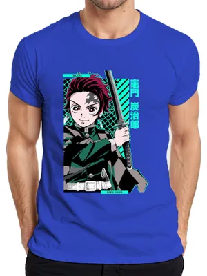 Obrázek produktu pro Tanjiro Demon Slayer Kamado Sword Anime Manga Gift Cosplay pánské tričko, modrá, S