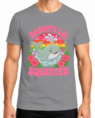 Imagen del producto de Camiseta para hombre, color gris, talla L, con el diseño "Daddy's Lil' Squirter Wal Baby Regenbogen Statement" (que podría traducirse como "El pequeño chorrito de papá, bebé, arcoíris, declaración")