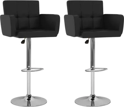 Image de Tabourets de bar lot de 2 noir similicuir