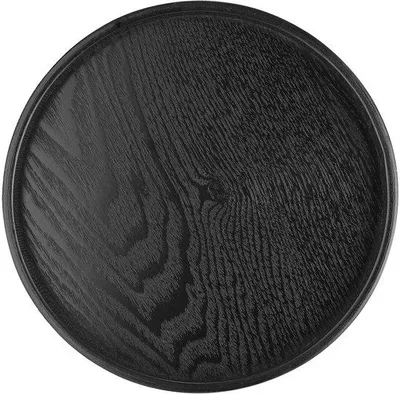 Image de Plateau de service rond en bois massif, antidérapant, de 30 cm de diamètre, multifonctionnel, durable et décoratif