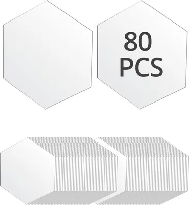 Obrázok produktu pre 80 kusov Priehľadné šesťuholníkové akrylové dosky 8x7cm s hrúbkou 0,2 cm