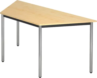 Produktbild von bümö Besprechungstisch Serie-D - Nachbildung Ahorn, tischfuss: Rundrohr verchromt, Größe: Trapez: 160x69 cm