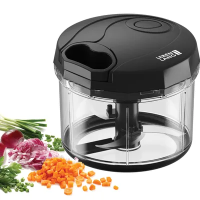 Produktbild von LEBENLANG Gemüse & Zwiebelschneider manuell - Obst Zerkleinerer manuell Schwarz für Zwiebeln schneiden Knoblauch | Multifunktionschopper Küche Gemüseschneider manuelle Multizerkleinerer Onion Chopper